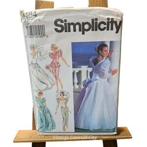 Vtg Simplicity 8484 Wedding Dress Pattern Retro Size 12-16 Uncut Taylor Fashion